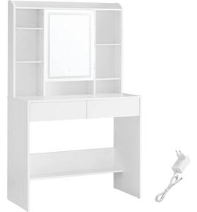SONGMICS Toaletní stolek Vasagle Berny 90 cm se zrcadlem a LED osvětlením bílý