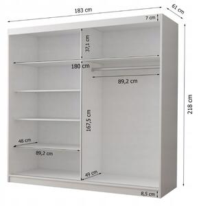 Šatní skříň Multi 35 Barva korpusu: Bílá, Rozměry: 183 cm, Dveře: Bílý lesk + zrcadlo