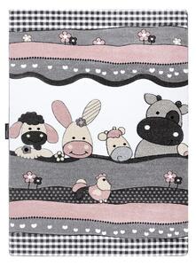 Dywany Łuszczów Dětský kusový koberec Petit Farm animals pink - 140x190 cm