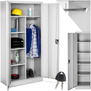 Tectake Plechová policová skříň 6 přihrádek - šedá, 80 cm