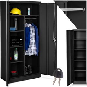 Tectake Plechová policová skříň 6 přihrádek - černá, 80 cm