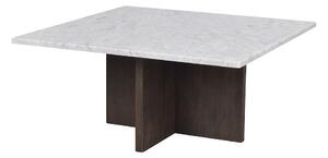 Bílý hranatý konferenční stolek Brooksville z mramoru s hnědými nohami