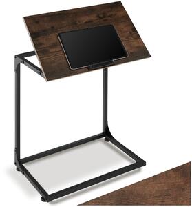 Tectake Odkládací stolek s naklápěcí deskou Ruston 55x35x66,5cm - Industriální dřevo tmavé, rustikální