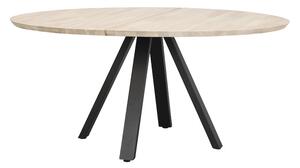 Bělený dubový jídelní stůl Carradale 150 cm s černými nohami V