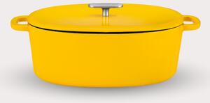 Fabini Smaltovaný litinový oválný kastrol s poklicí Ø 33 cm (7 l), žlutý - 2. jakost