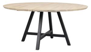 Bělený dubový jídelní stůl Carradale 150 cm s černými nohami A