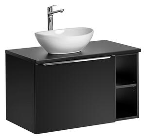 Koupelnová skříňka s umyvadlem a deskou SANTA FE Black DU80/3 | 80 cm