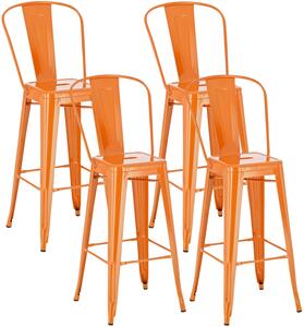 Kovová barová židle v industriálním stylu Aiden (SET 4 ks) - Oranžová