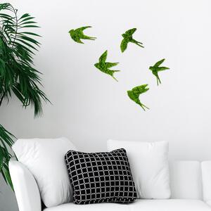 Wallity Nástěnná kovová dekorace Swallows zelená