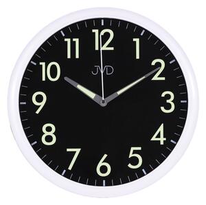 JVD Bílé netikající tiché hodiny s luminiscenčními čislicemi JVD HP301.1