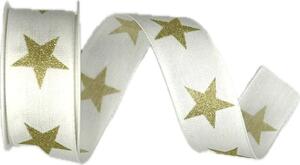 Vánoční stuha ADVENT STAR bílá 25mm x 2m (10,-Kč/m)