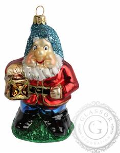 Vánoční figurka trpaslík s lucernou