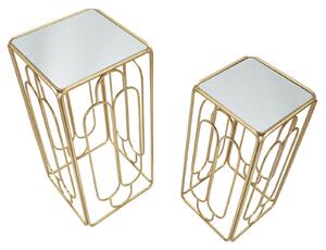 Set 2 ks odkládacích stolků Mauro Ferretti Arta 34x34x70-29x29x60 cm, zlatá/stříbrná
