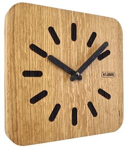 KUBRi 0163 - 30 cm hodiny z dubového masívu včetně dřevěných ručiček