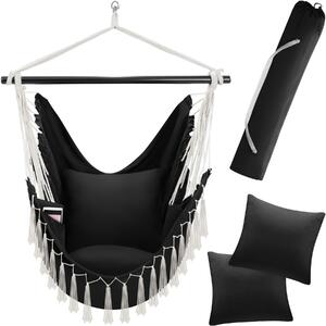 Tectake Závěsné křeslo Malika, boho styl, nosnost 150 kg - černá