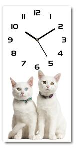 Nástěnné skleněné hodiny Dvě bílé kočky pl_zsp_30x60_c-f_97350767