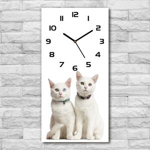 Nástěnné skleněné hodiny Dvě bílé kočky pl_zsp_30x60_c-f_97350767