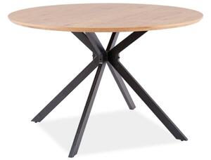 Dubový jídelní stůl s černými nohami ASTER 120x120