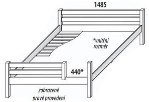 Dětská postel DOMINO 140x200, dělené čelo D102, masiv buk