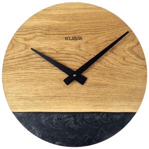 KUBRi 0182 - Luxusní dubové hodiny s doplňky z epoxidu