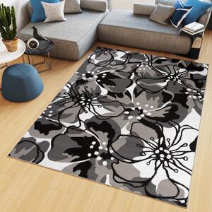 Makro Abra Kusový koberec moderní MAYA Z907D Květy šedý Rozměr: 80x150 cm