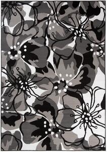 Makro Abra Kusový koberec moderní MAYA Z907D Květy šedý Rozměr: 80x150 cm