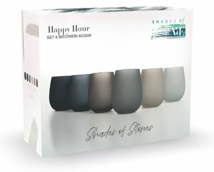VILLA D’ESTE HOME TIVOLI Set sklenic na vodu Happy Hour Stones 6 kusů, kávové odstíny, matný, 500 ml