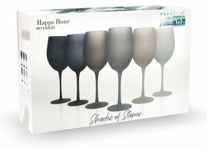 VILLA D’ESTE HOME TIVOLI Set sklenic na víno Happy Hour Stones 6 kusů, kávové odstíny, matný, 550 ml