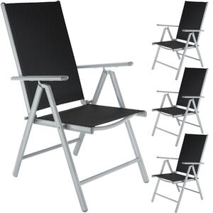 Tectake Zahradní židle hliníkové - stříbrná,Sada 4 kusů