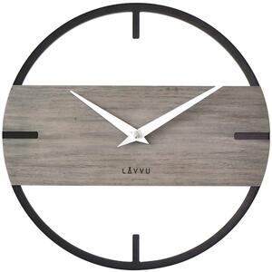 LAVVU Stylové dřevěné hodiny LOFT v industriálním vzhledu 35cm LCT4011