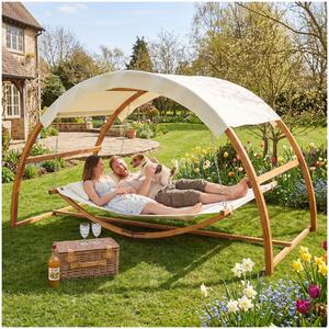 Tectake Houpací síť Locarno pro 2 osoby 328x160x171,5cm - týková