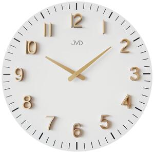 JVD HC404.1 - bílé hodiny se zlatými číslicemi a ručičkami