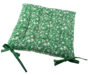 Podsedák na židli zelený s potiskem květin, 40x40cm