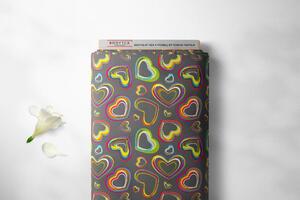 Kočárkovina metráž šíře 160 cm, nepromokavá látka, vzor černé srdce