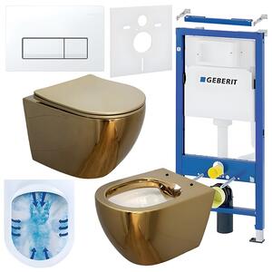 BPS-koupelny Podomítkový modul Geberit DuoFix s WC mísou MU-GL-WH-RIM-03 + ovládací tlačítko Delta 50 bílá