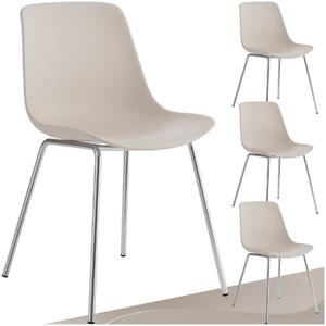 Tectake Plastové židle Mave, ergonomické, 120 kg - taupe/chromová, Sada 4 kusů