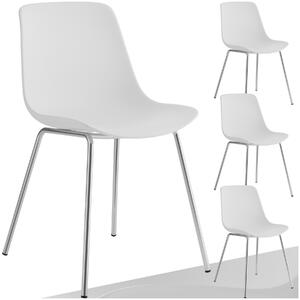 Tectake Plastové židle Mave, ergonomické, 120 kg - bílá/chromová, Sada 4 kusů