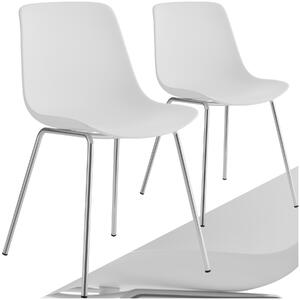 Tectake Plastové židle Mave, ergonomické, 120 kg - bílá/chromová, Sada 2 kusů