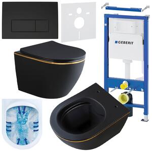 BPS-koupelny Podomítkový modul Geberit DuoFix s WC mísou MU-MTB-GL-RIM-03 + ovládací tlačítko Delta 50 černá mat