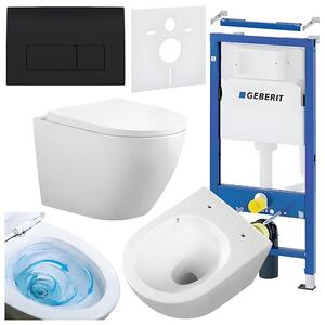 BPS-koupelny Podomítkový modul Geberit DuoFix s WC mísou FW-WH-TR-02 + ovládací tlačítko Delta 50 černá lesk
