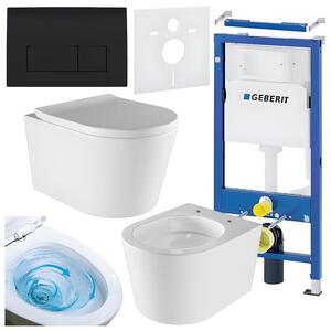 BPS-koupelny Podomítkový modul Geberit DuoFix s WC mísou EL-WH-02 + ovládací tlačítko Delta 50 černá lesk