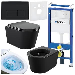BPS-koupelny Podomítkový modul Geberit DuoFix s WC mísou EL-MTB-03 + ovládací tlačítko Delta 50 černá lesk