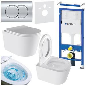 BPS-koupelny Podomítkový modul Geberit DuoFix s WC mísou EL-WH-03 + ovládací tlačítko Delta 01 chrom