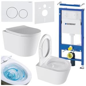 BPS-koupelny Podomítkový modul Geberit DuoFix s WC mísou EL-WH-03 + ovládací tlačítko Delta 20 bílá