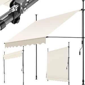 Tectake Upínací markýza s ruční klikou, výškově nastavitelná - 200 x 180 cm, béžová