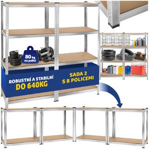 Tectake Regál - 160 x 160 x 40 cm, 640 kg