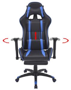 Polohovací kancelářská herní židle s podnožkou modrá
