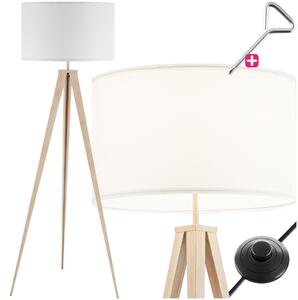 Tectake Stojací lampa Lunaris, textilní stínidlo, trojnožka - dub