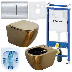 BPS-koupelny Podomítkový modul Geberit DuoFix s WC mísou MU-GL-BL-RIM-03 + ovládací tlačítko Delta 30 chrom