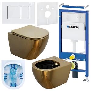BPS-koupelny Podomítkový modul Geberit DuoFix s WC mísou MU-GL-BL-RIM-03 + ovládací tlačítko Delta 30 bílá